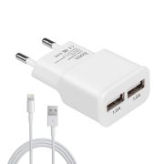 UH202 Kućni punjač 2u1 2xUSB 2,1A iPhone5/5s/5c/SE/6/6s/6+/6s+ beli