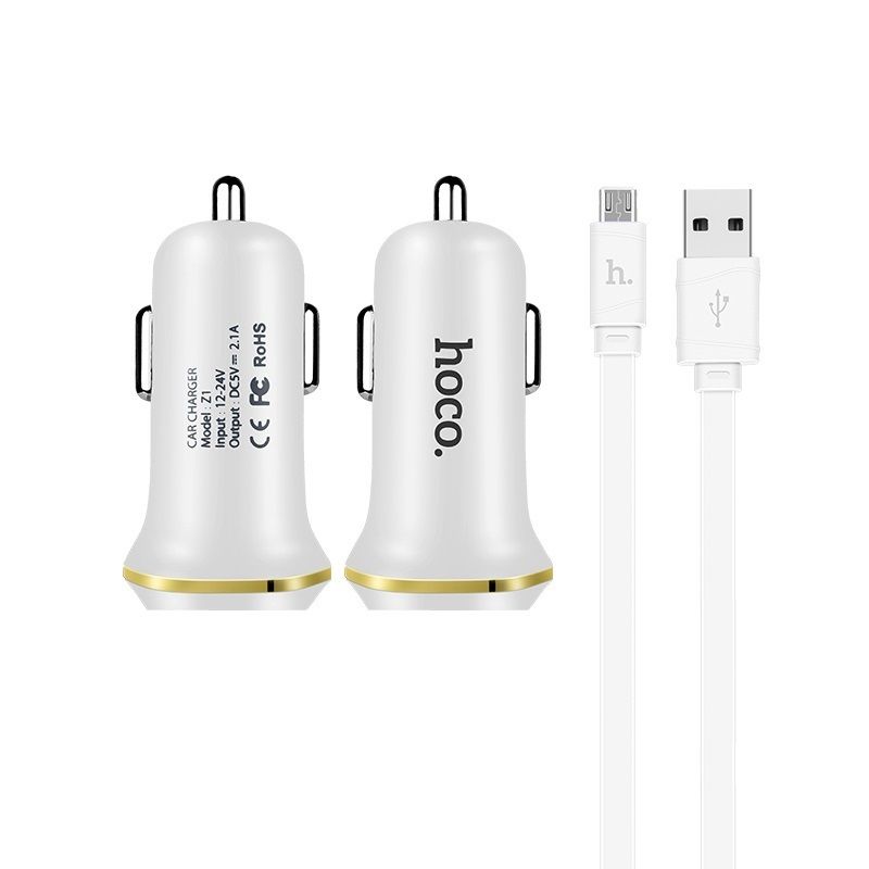 Hoco set Z1 Auto punjač i kabl micro USB beli