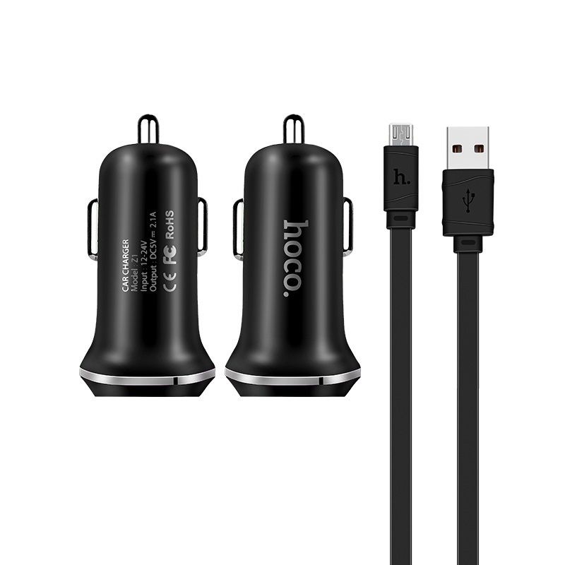 Hoco set Z1 Auto punjač i kabl micro USB crni