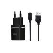 Hoco set C12 Smart dual USB kućni punjač 2,4A crni sa lighting kablom