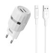 Hoco set C41A Wisdom kućni punjač dual USB 2,4A beli type-c kabl