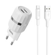 Hoco set C41A Wisdom kućni punjač dual USB 2,4A beli type-c kabl