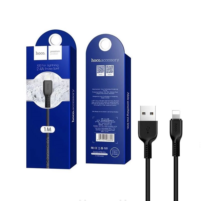 Hoco X20 Flash lightning USB kabl za iPhone crni 1m