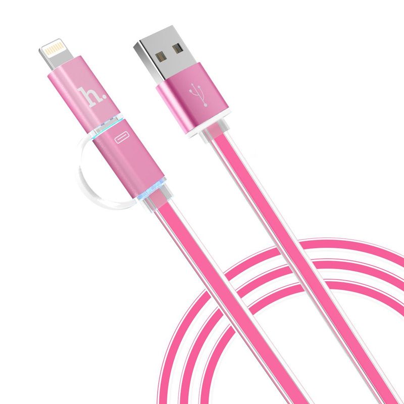 Hoco UPL08 Metalni kabal 2u1 Micro/Iphone 5/6 120cm, roze