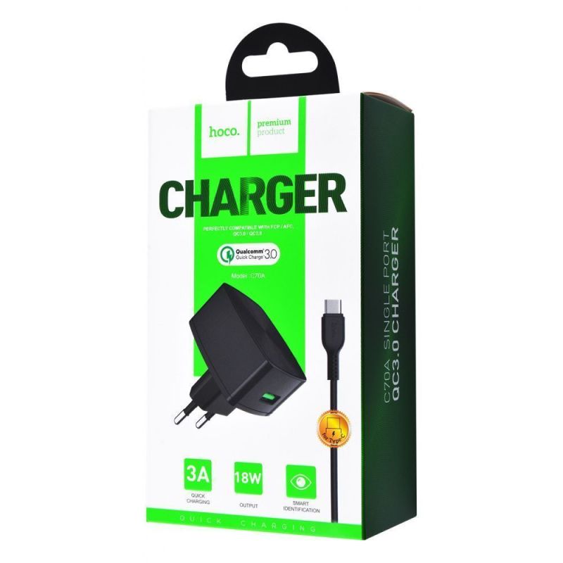 HOCO C70A Cutting-edge single port QC3.0 charger set(Type-C)(EU)