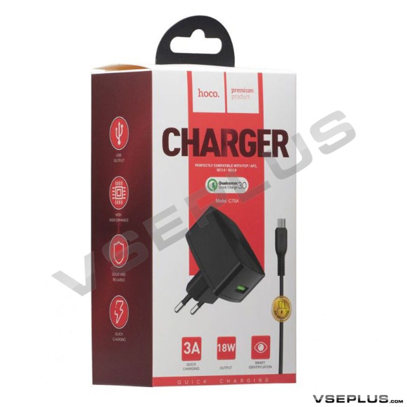 HOCO C70A Cutting-edge single port QC3.0 charger set(Micro)(EU)