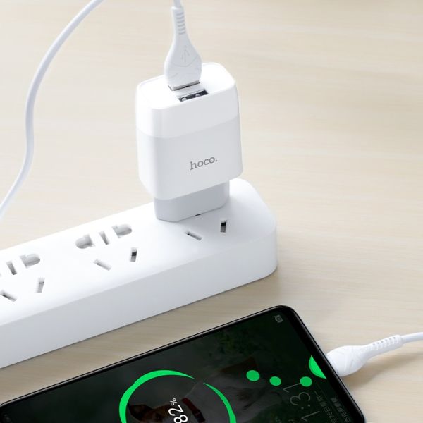 HOCO Wall charger “C73A Glorious” EU plug dual USB set with cable(iPhone)