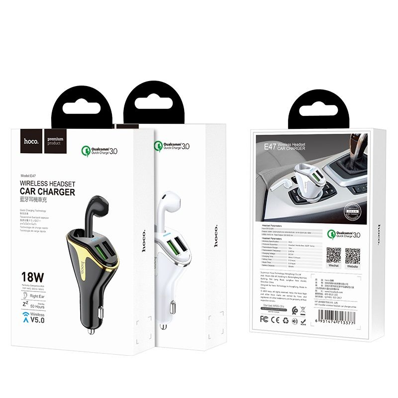 HOCO Car charger “E47 Traveller” with wireless headset