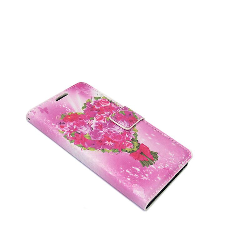 Futrola na preklop za Samsung G920 S6 cvetna, pink