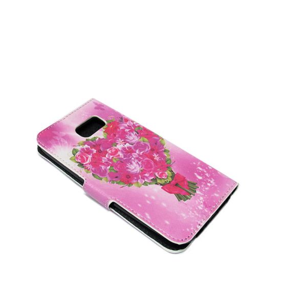 Futrola na preklop za Samsung G920 S6 cvetna, pink
